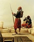 A Nubian and an Egyptian Guard in a Lookout Tower by Niels Simonsen